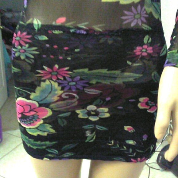 NWT Cache Sheer Black Floral Long Sleeve Dress BODYCON SHEER MESH SZ. XS SEXY! - Picture 11 of 13